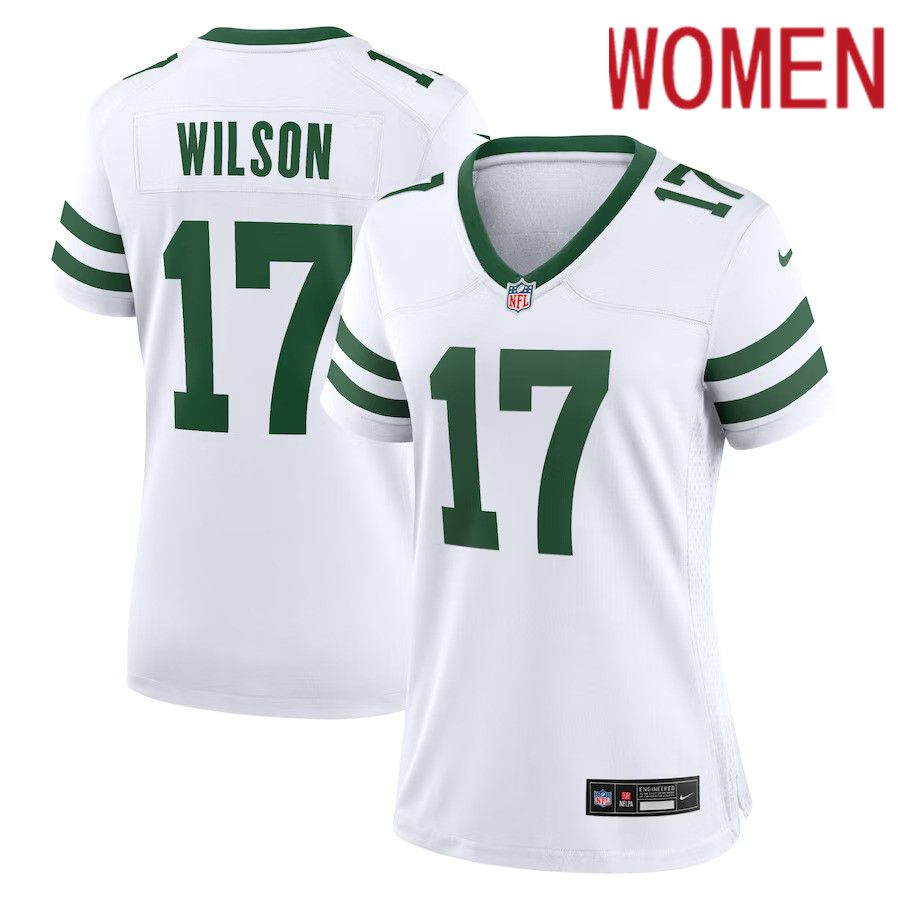 Women New York Jets #17 Garrett Wilson Nike White Legacy Player Game NFL Jersey
